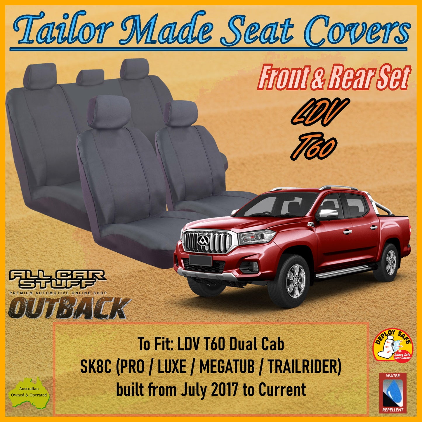 LDV T60 DUAL CAB CAR SEAT COVER SET