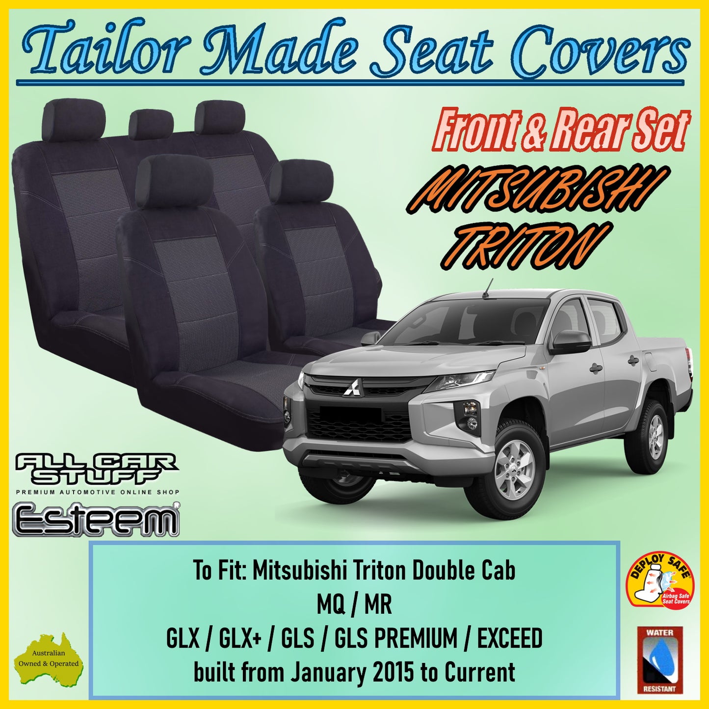 MITSUBISHI TRITON DOUBLE CAB 15-24 CAR SEAT COVER SET
