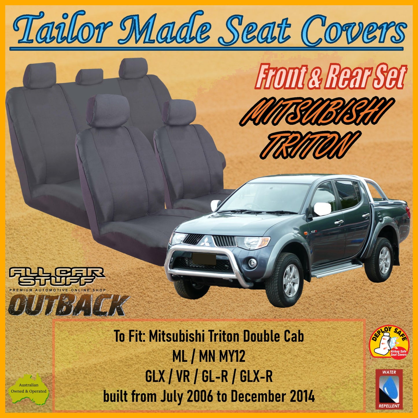 MITSUBISHI TRITION DOUBLE CAB 06-14 CAR SEAT COVER SET