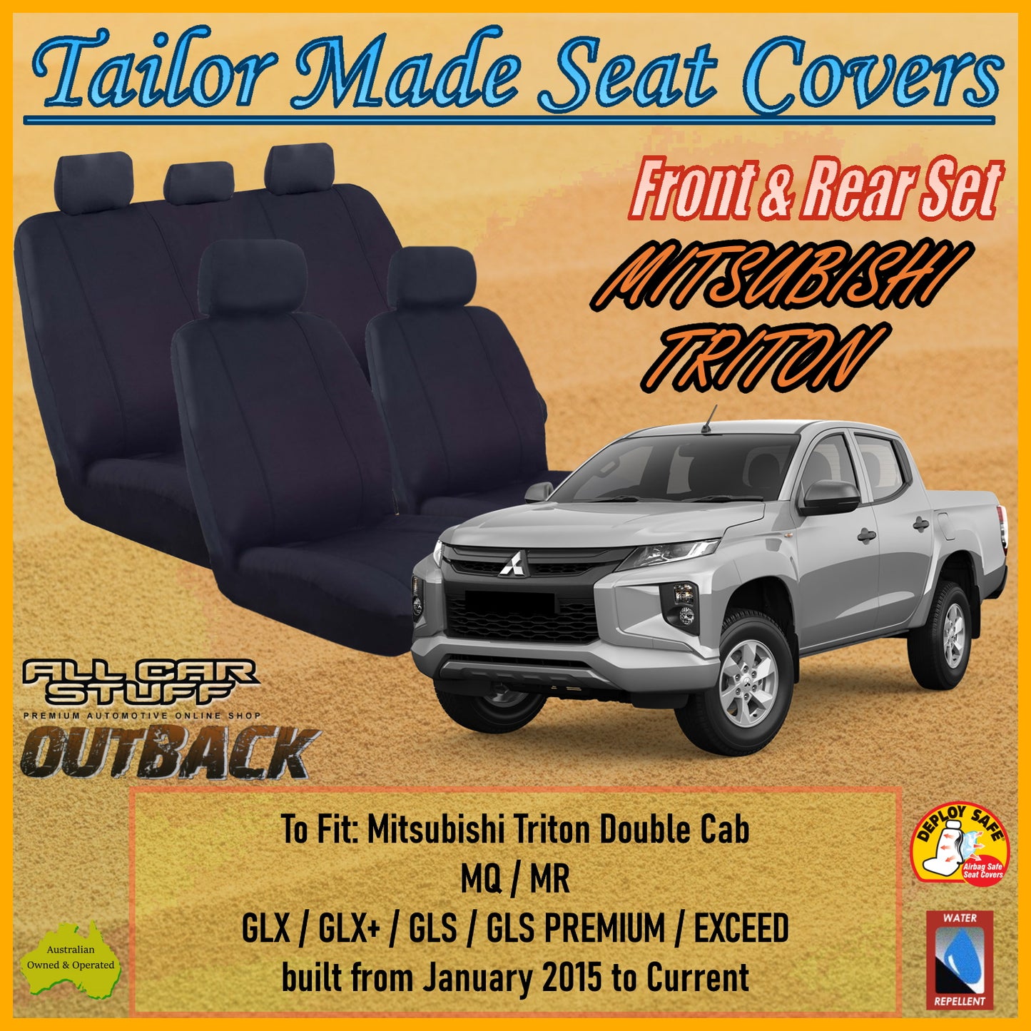 MITSUBISHI TRITION DOUBLE CAB 15-24 CAR SEAT COVER SET