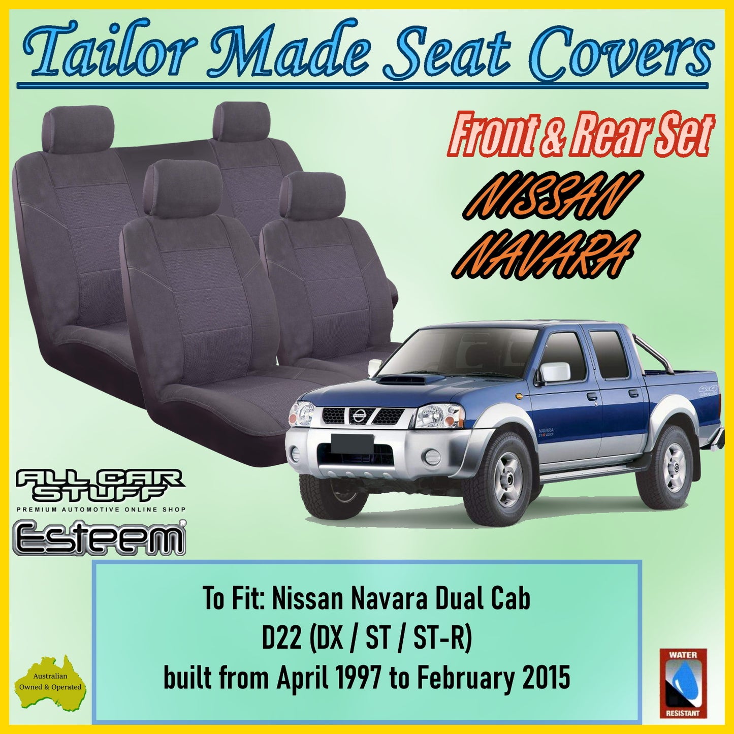NISSAN NAVARA DUAL CAP 97-15 CAR SEAT COVER SET