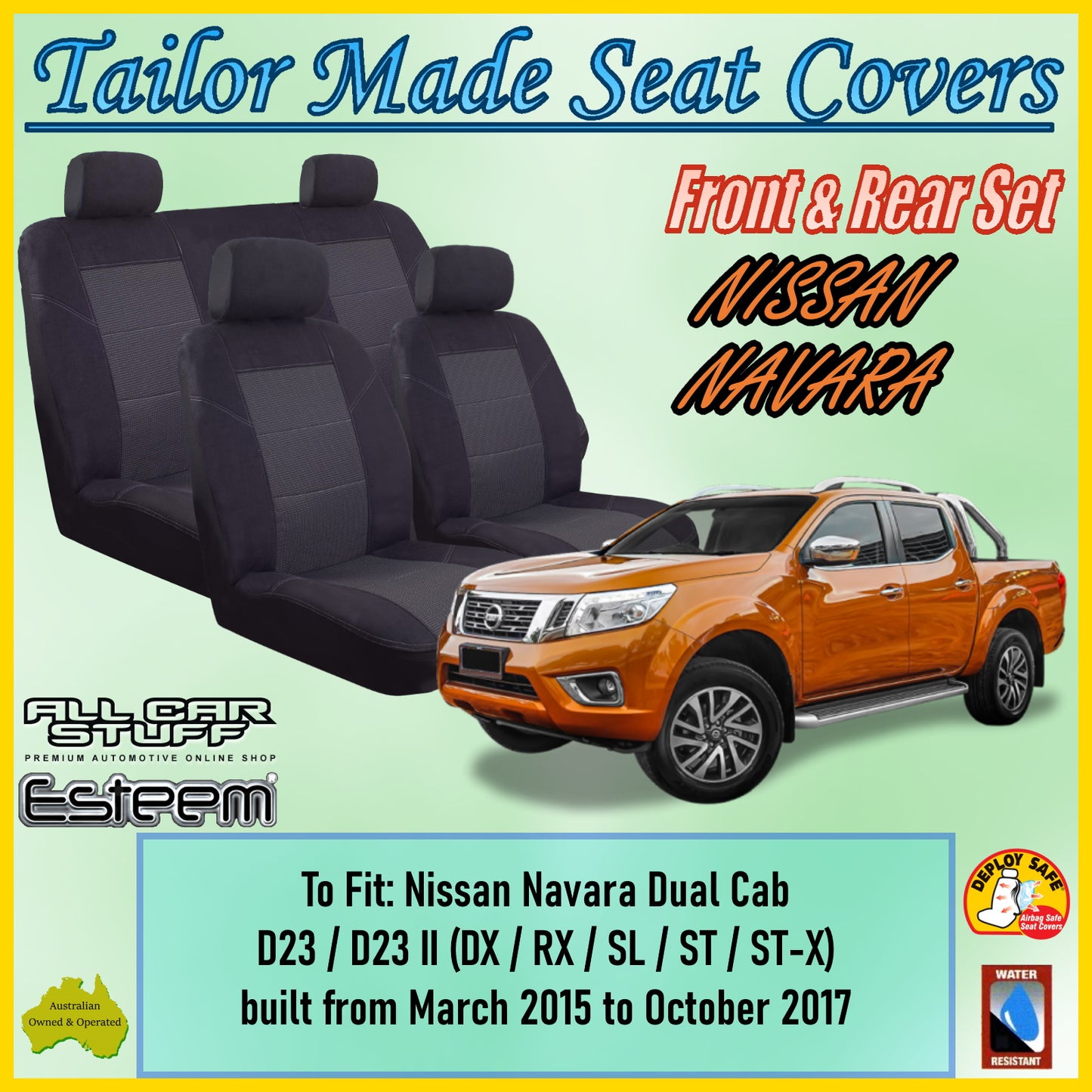 NISSAN NAVARA DUAL CAB D23 15-17 CAR SEAT COVER SET