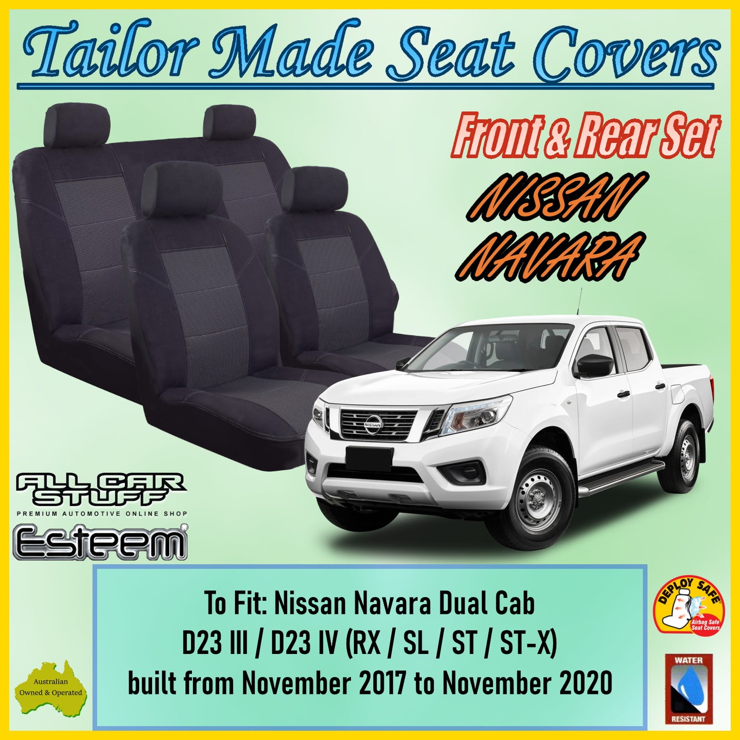NISSAN NAVARA DUAL CAB D23 III 17-20 CAR SEAT COVER SET