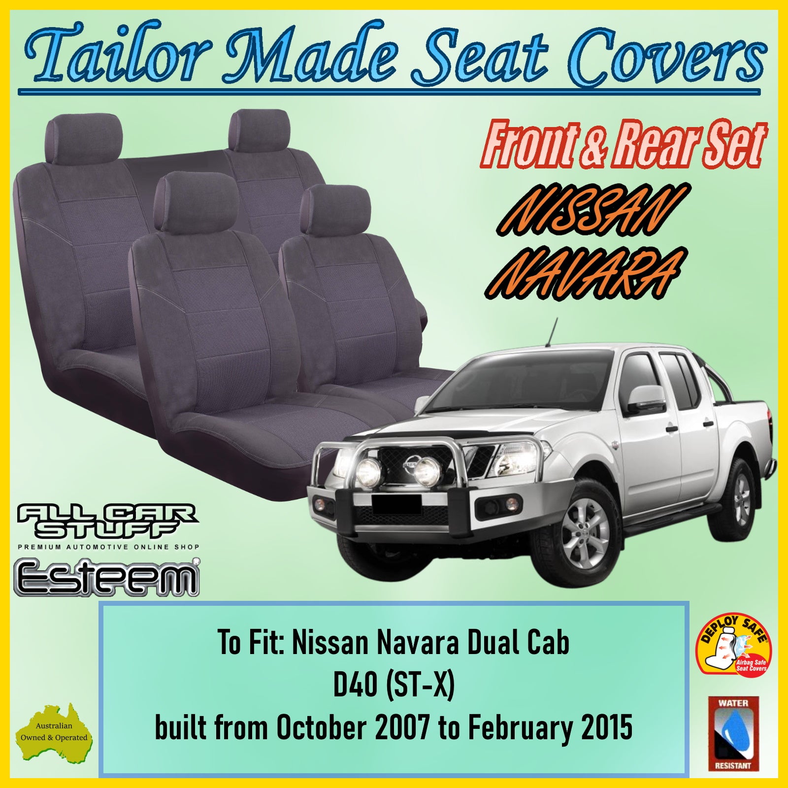 thumbnail image 2 of Protect Your Truck's Interior With These Heavy-duty, Waterproof Seat Covers! They're Custom-fit For All Years Of Nissan Navara D40 And NP300. Front And Rear Seats In Black. 2 of 6