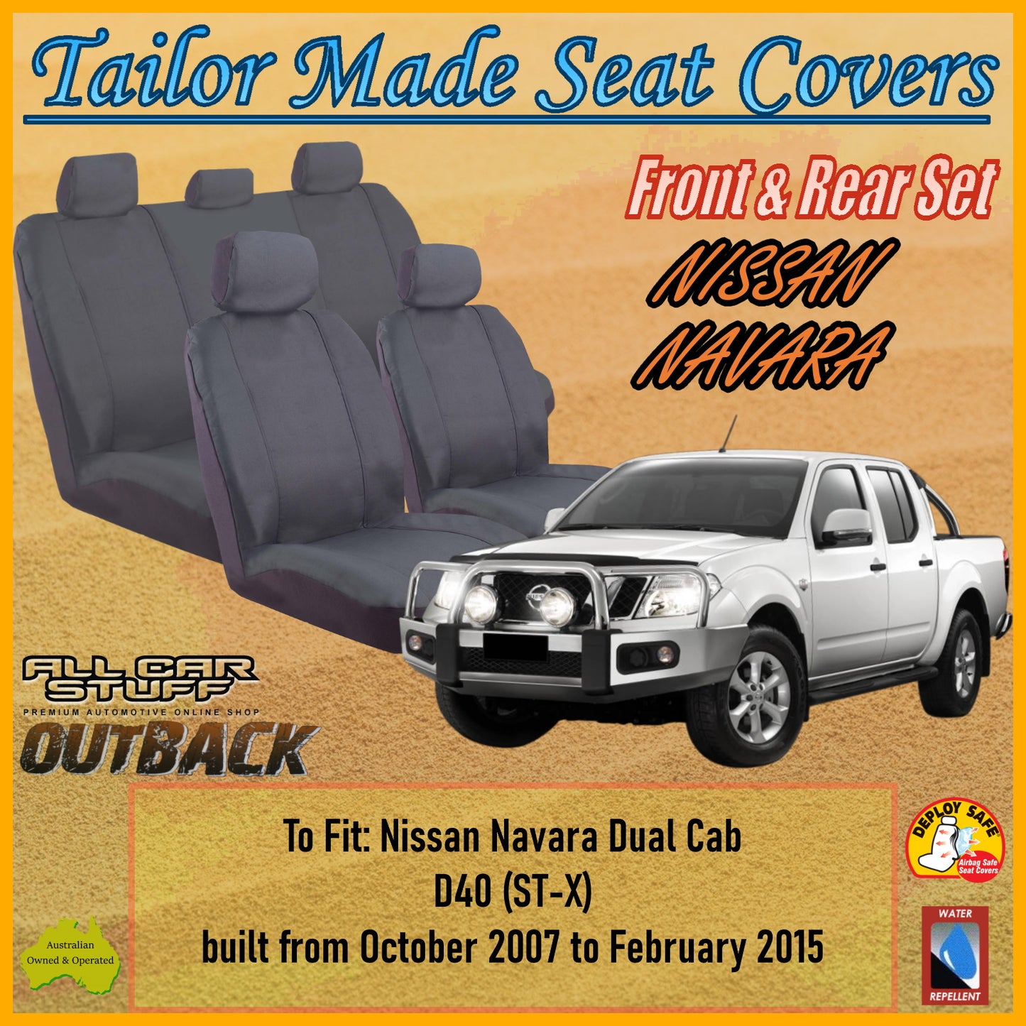 NISSAN NAVARA DUAL CAB 07-15 CAR SEAT COVER SET