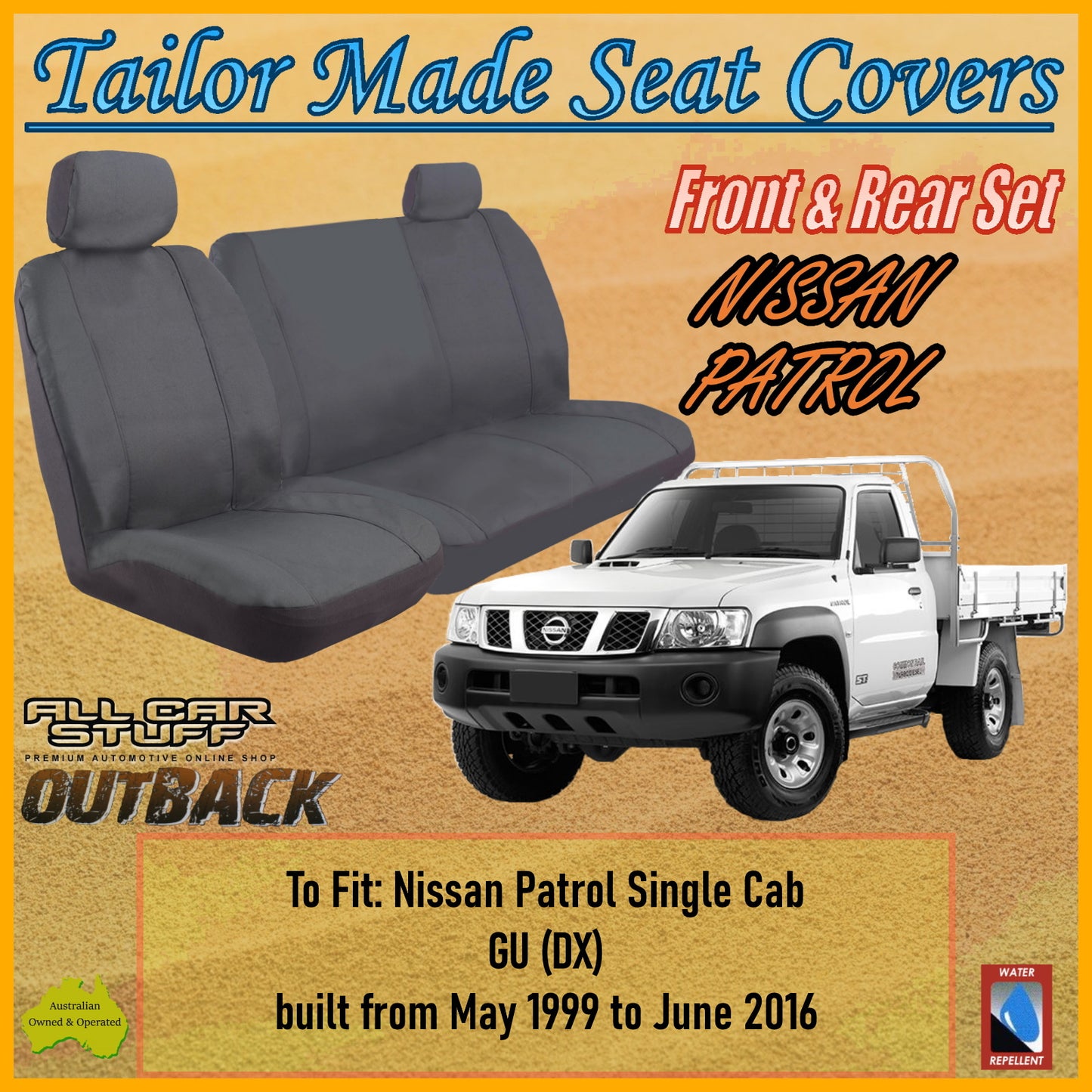 NISSAN PATROL SINGLE CAB 99-16 CAR SEAT COVER SET