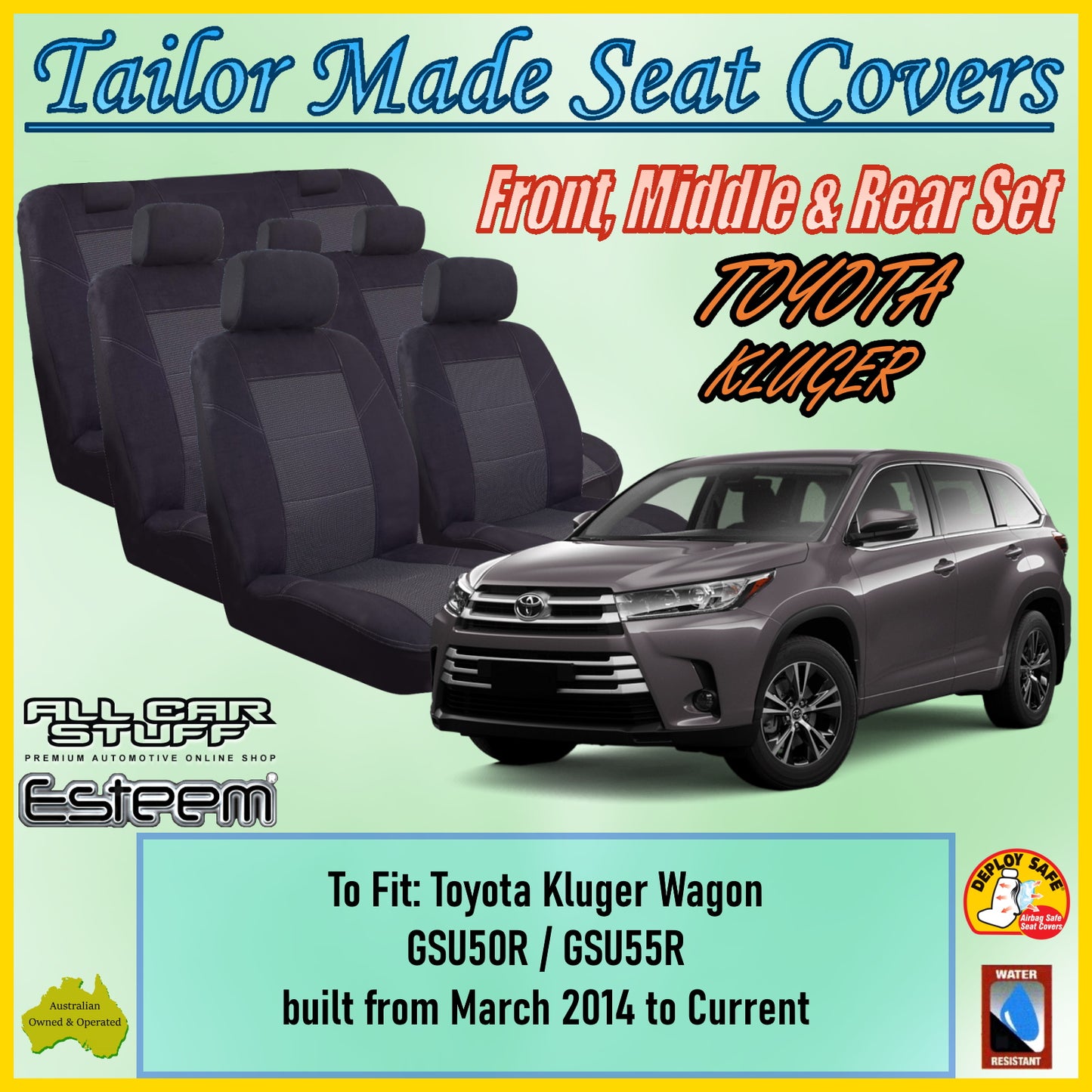 TOYOTA KLUGAR 14-24 8 SEATER CAR SEAT COVER SET