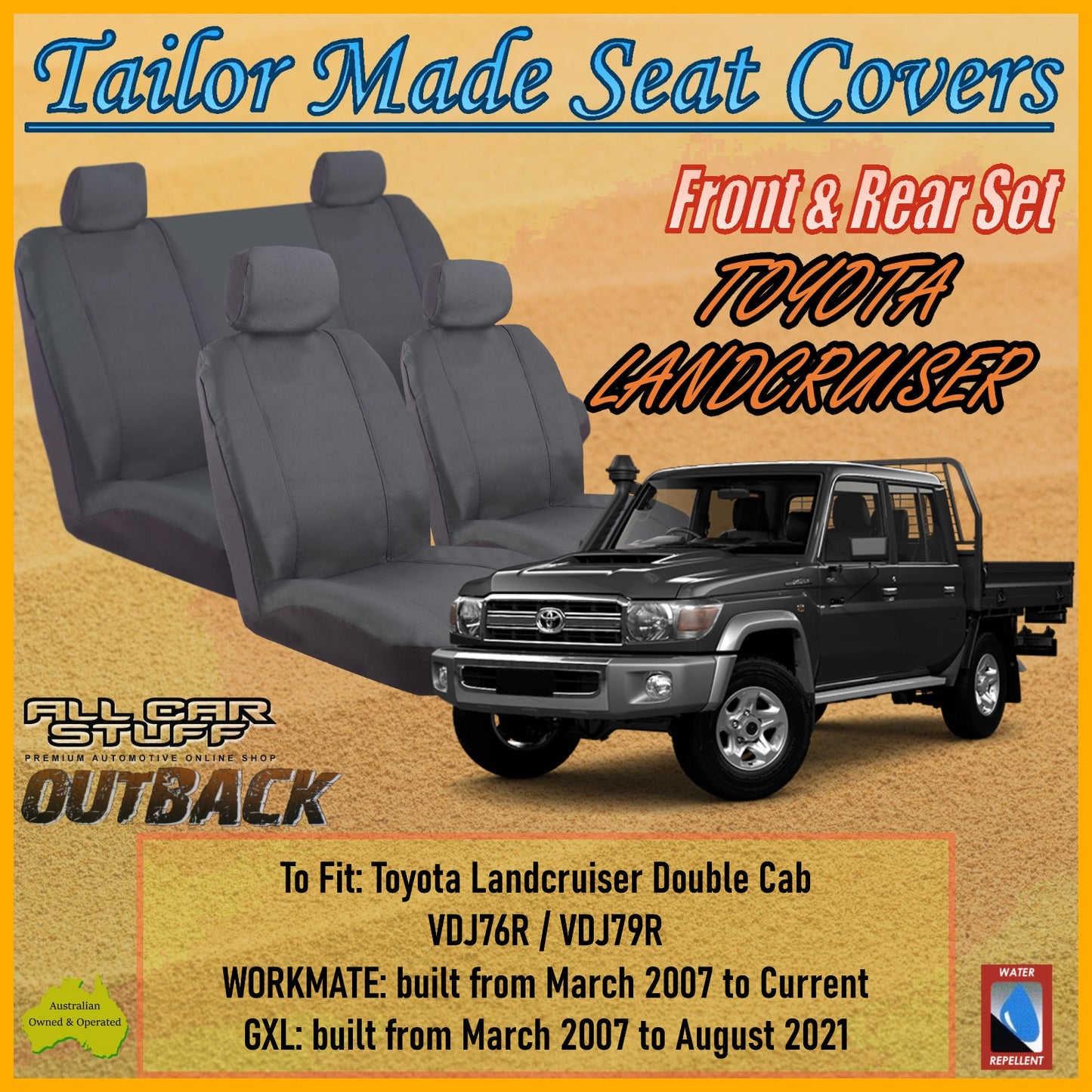 TOYOTA LANDCRUISER DOUBLE CAB 07-21 CAR SEAT COVER SET