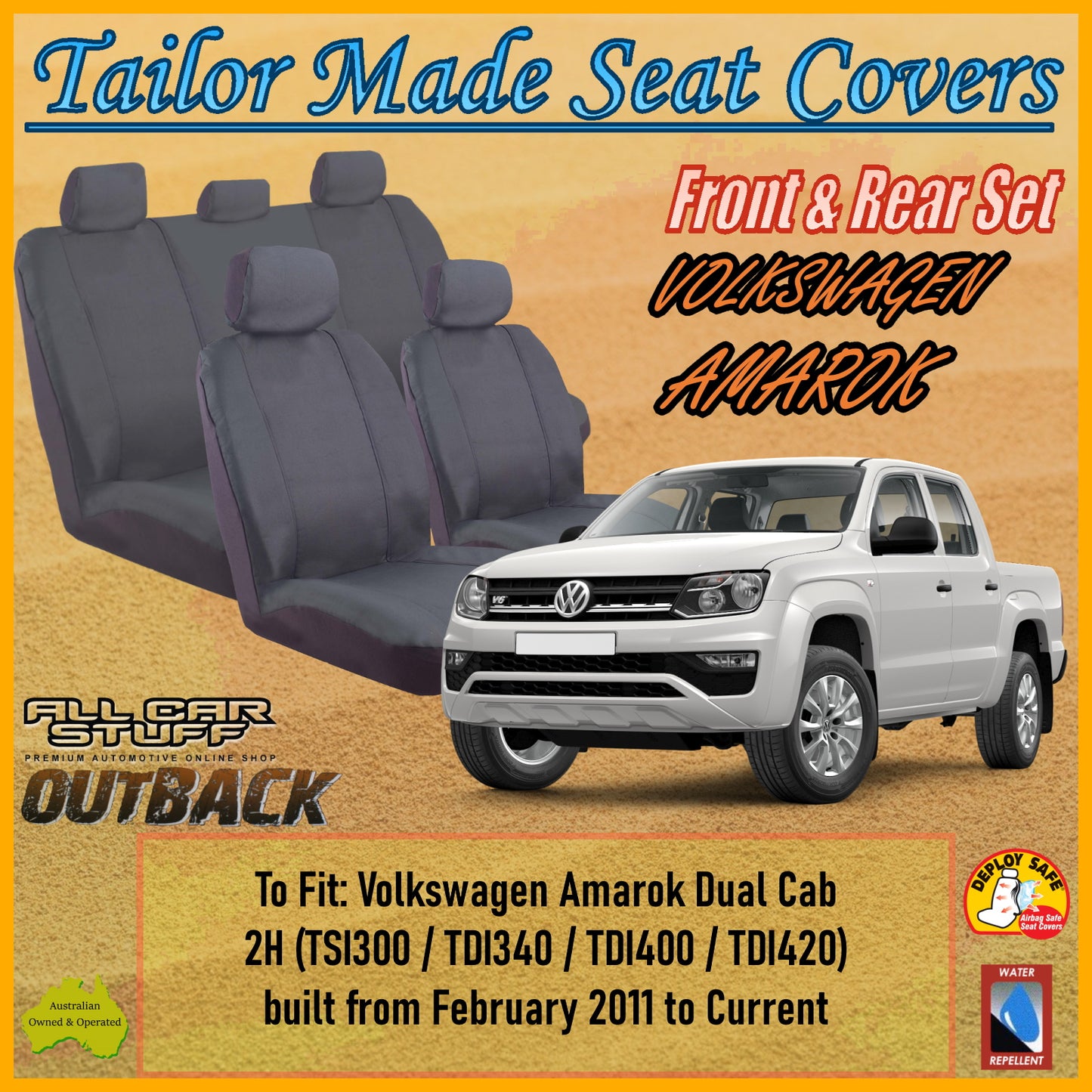 VOLKSWAGON AMAROK DUAL CAB 11-24 CAR SEAT COVER SET