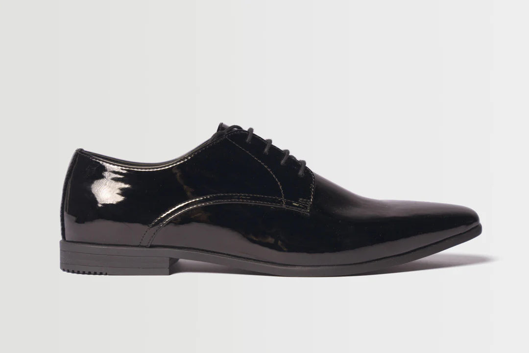 Men's Briar Derby Black Patent Leather Lace Up Dress Shoes