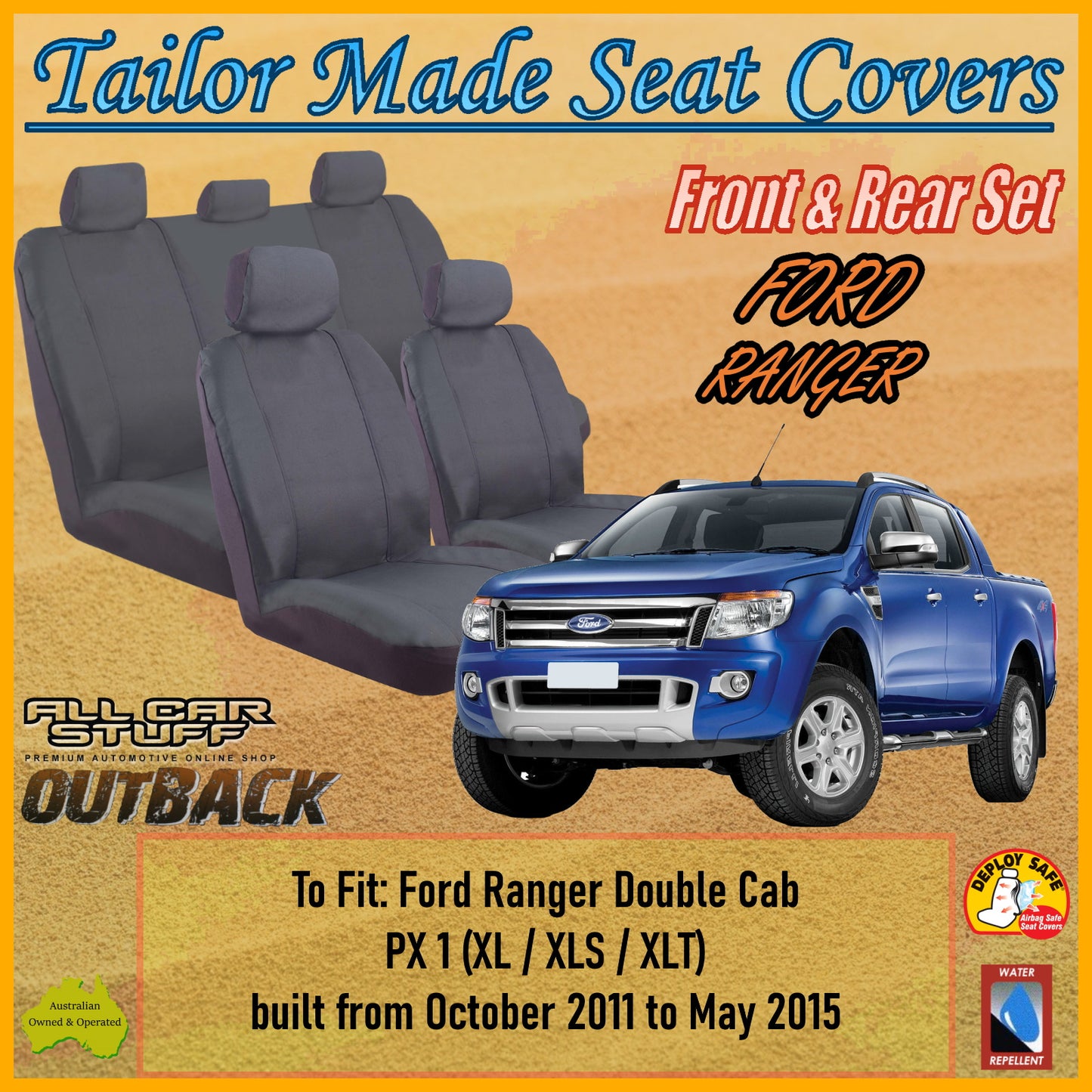 FORD RANGER DOUBLE CAB 11-15 CAR SEAT COVER SET