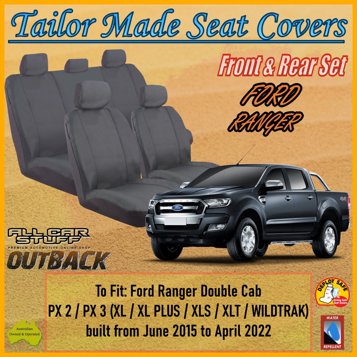 FORD RANGER COUBLE CAB 15-22 CAR SEAT COVER SET