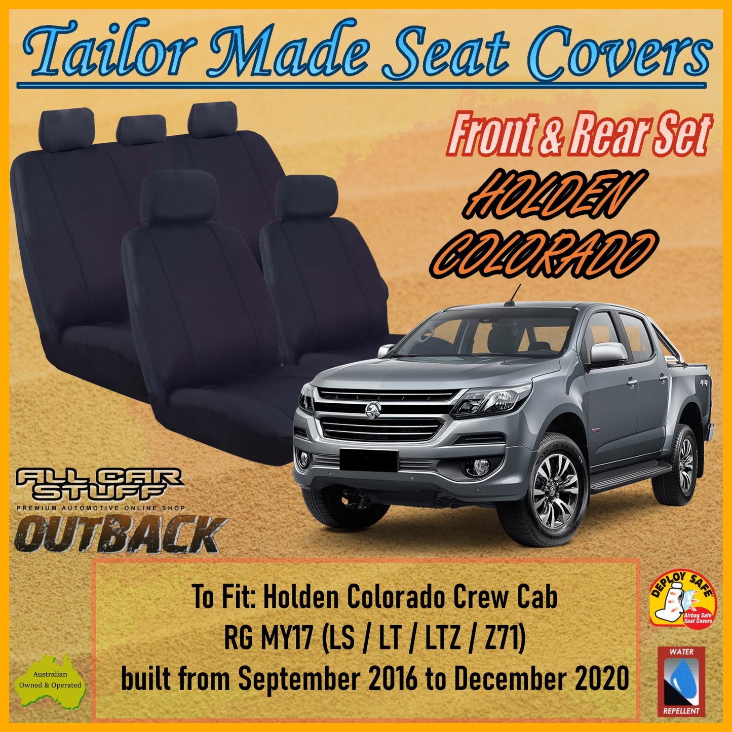 HOLDEN COLORADO CREW CAB 16-20 CAR SEAT COVER SET