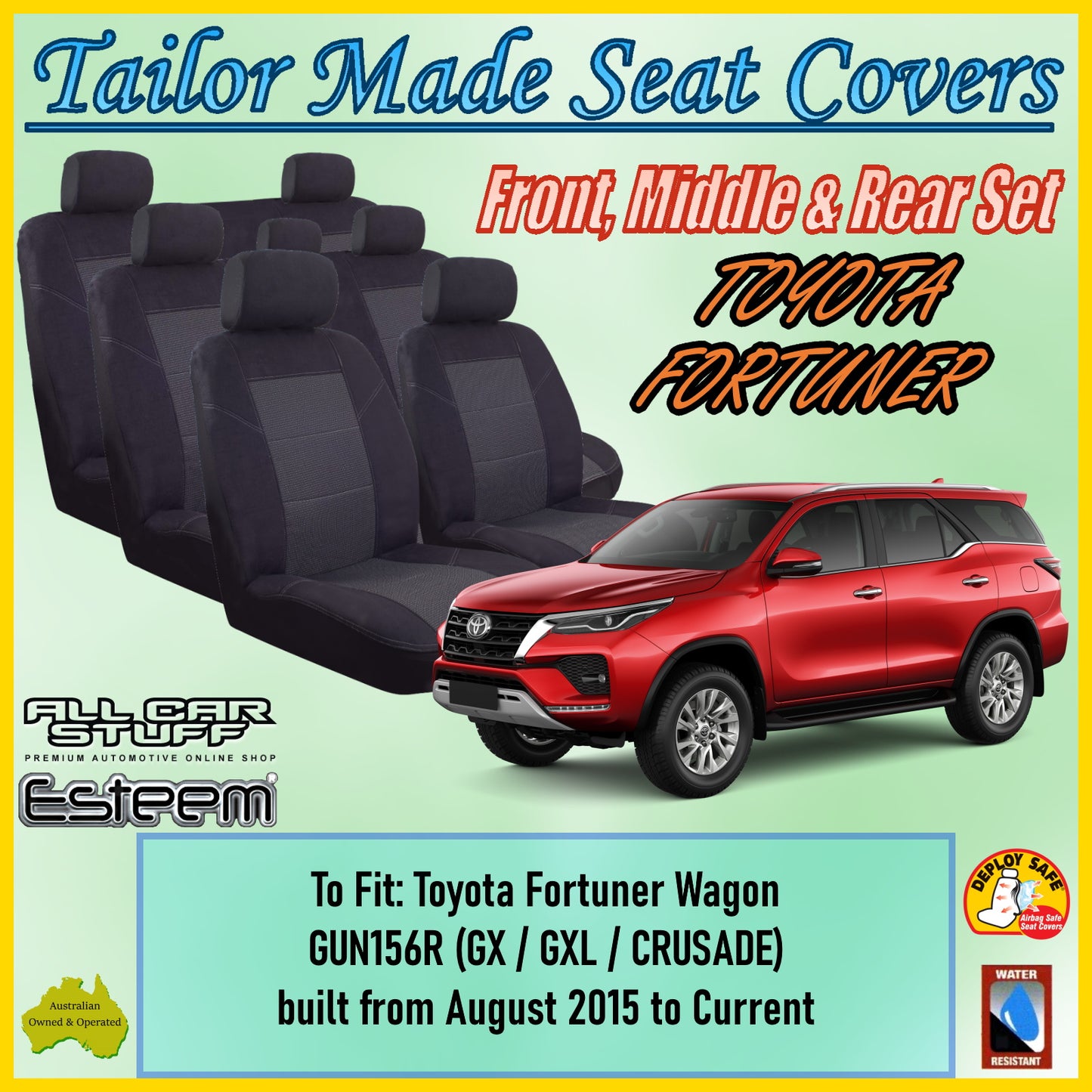 TOYOTA FORTUNER 7 SEATER 15-24 CAR SEAT COVER SET
