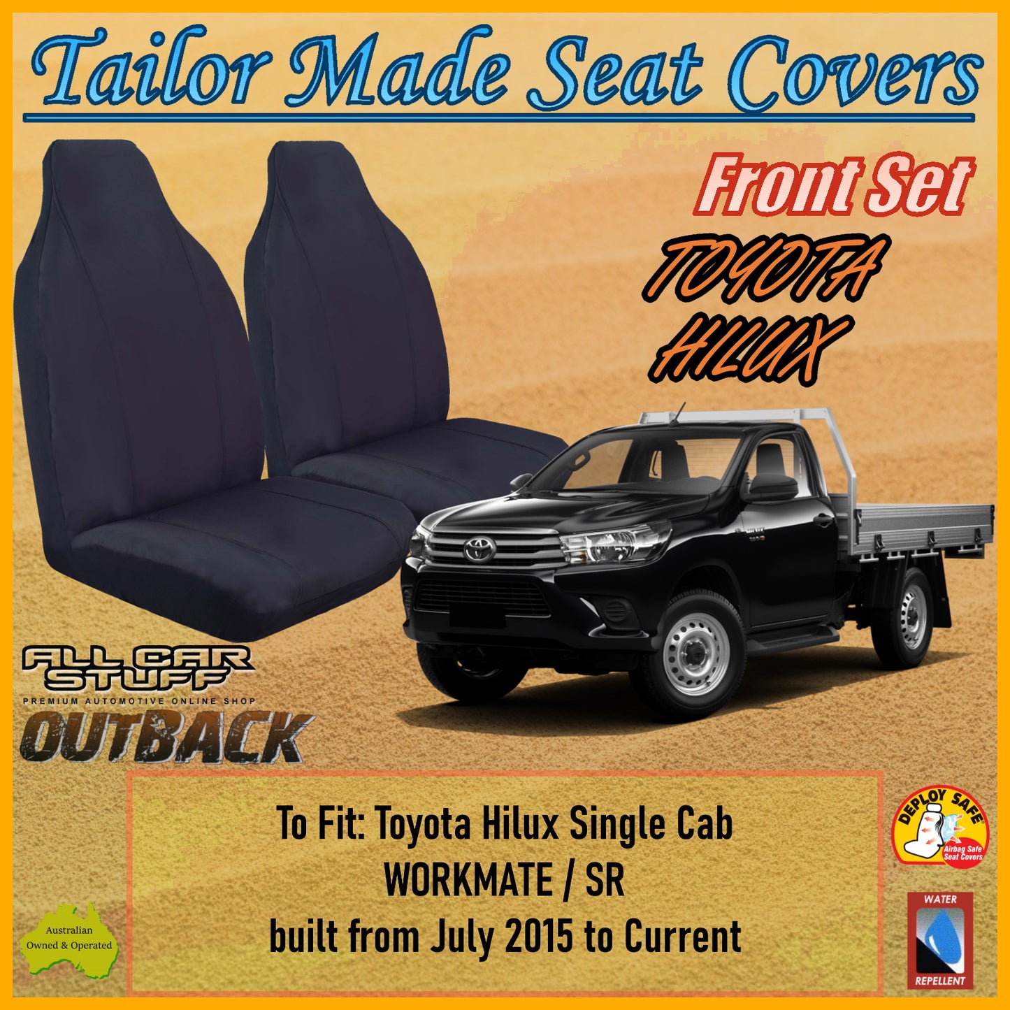 TOYOTA HILUX SINGLE CAB 15-24 CAR SEAT COVER SET